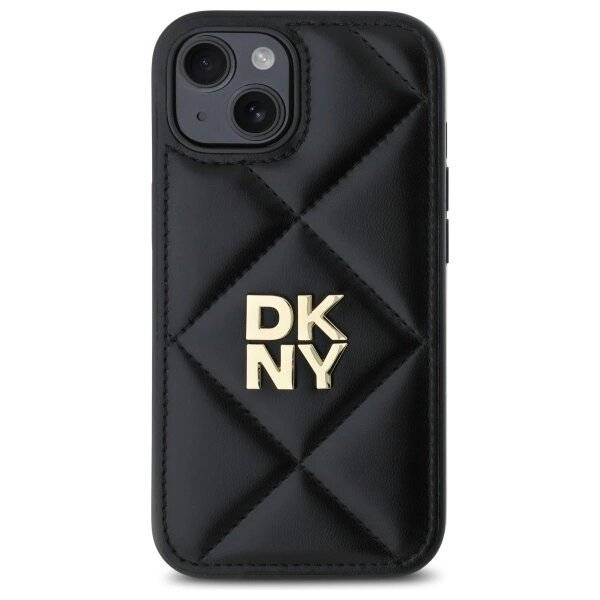 DKNY Quilted Stack Logo Hülle iPhone 15 – Schwarz
