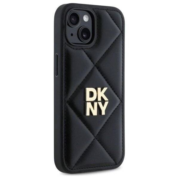 DKNY Quilted Stack Logo Hülle iPhone 15 – Schwarz