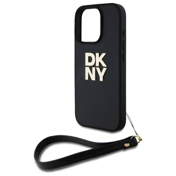 DKNY Wrist Strap Stock Logo Hülle iPhone 16 Pro Max – Schwarz