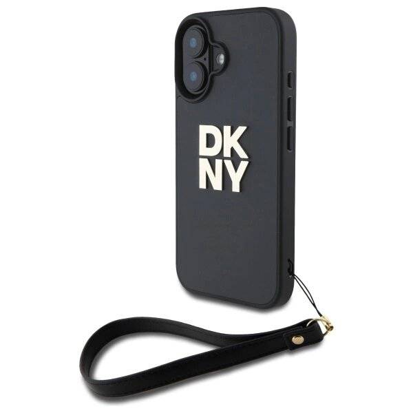 DKNY Wrist Strap Stock Logo Hülle iPhone 16 – Schwarz