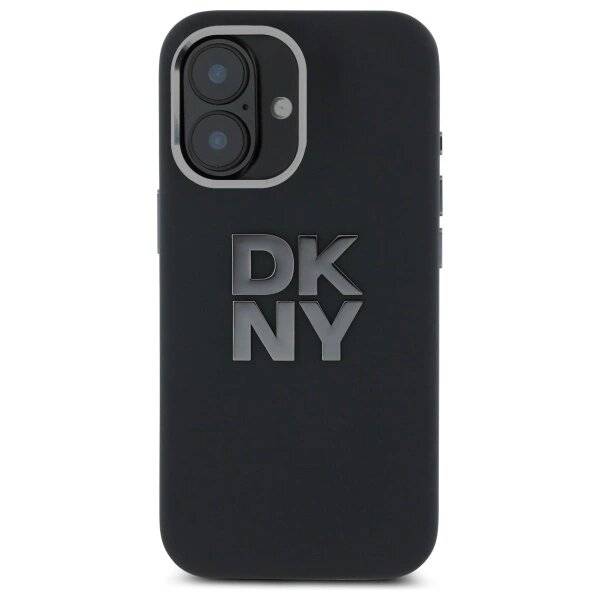 DKNY Liquid Silicone Metal Logo Hülle iPhone 16 – Schwarz