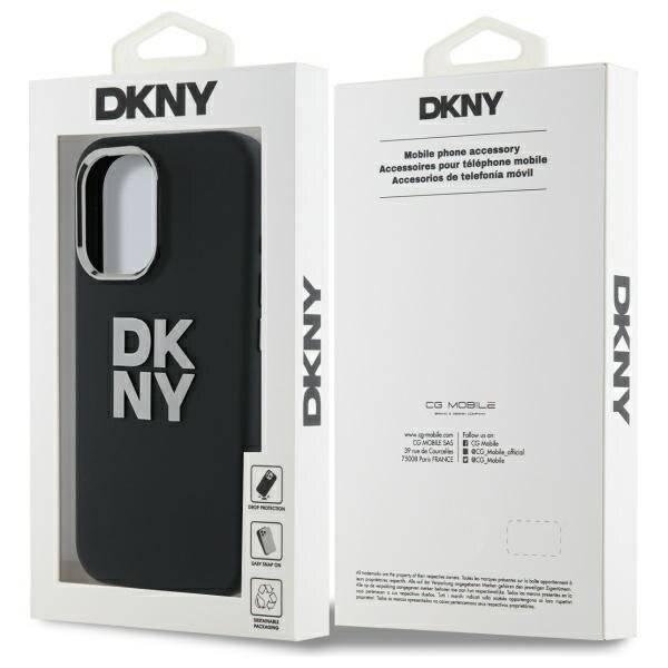DKNY Liquid Silicone Metal Logo Hülle iPhone 16 – Schwarz