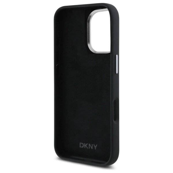 DKNY Liquid Silicone Metal Logo Hülle iPhone 16 – Schwarz