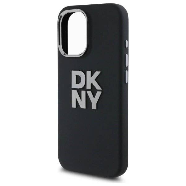 DKNY Liquid Silicone Metal Logo Hülle iPhone 16 – Schwarz
