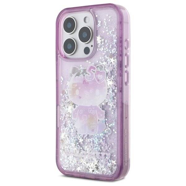 Hello Kitty Liquid Glitter 50TH Anniversary Party Hülle iPhone 16 Pro – Lila