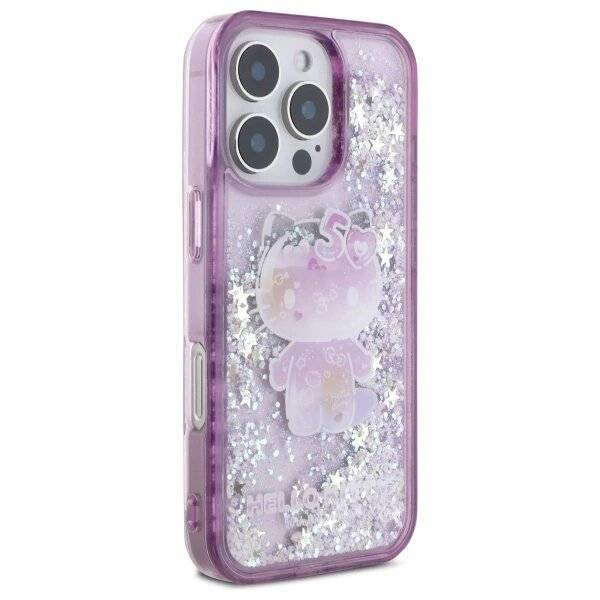 Hello Kitty Liquid Glitter 50TH Anniversary Party Hülle iPhone 16 Pro – Lila