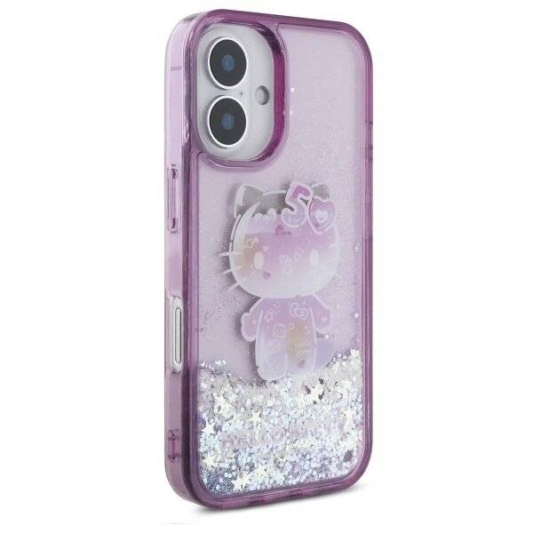 Hello Kitty Liquid Glitter 50TH Anniversary Party Hülle iPhone 16 – Lila
