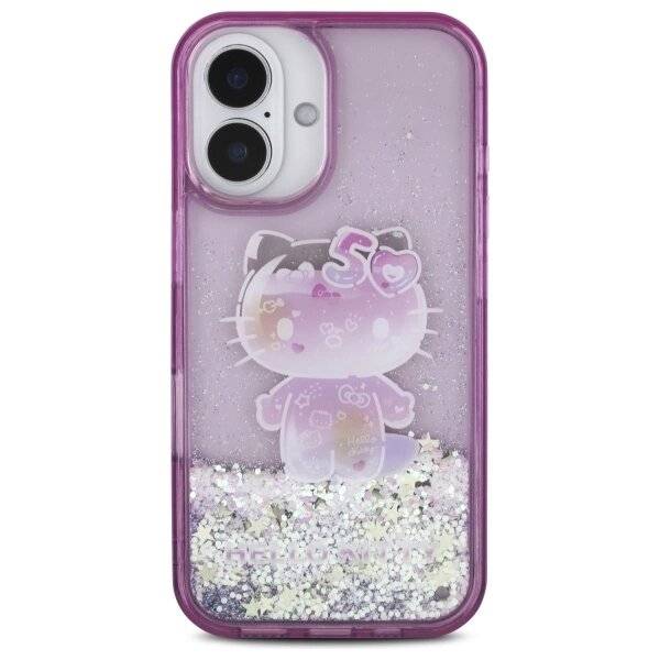 Hello Kitty Liquid Glitter 50TH Anniversary Party Hülle iPhone 16 – Lila