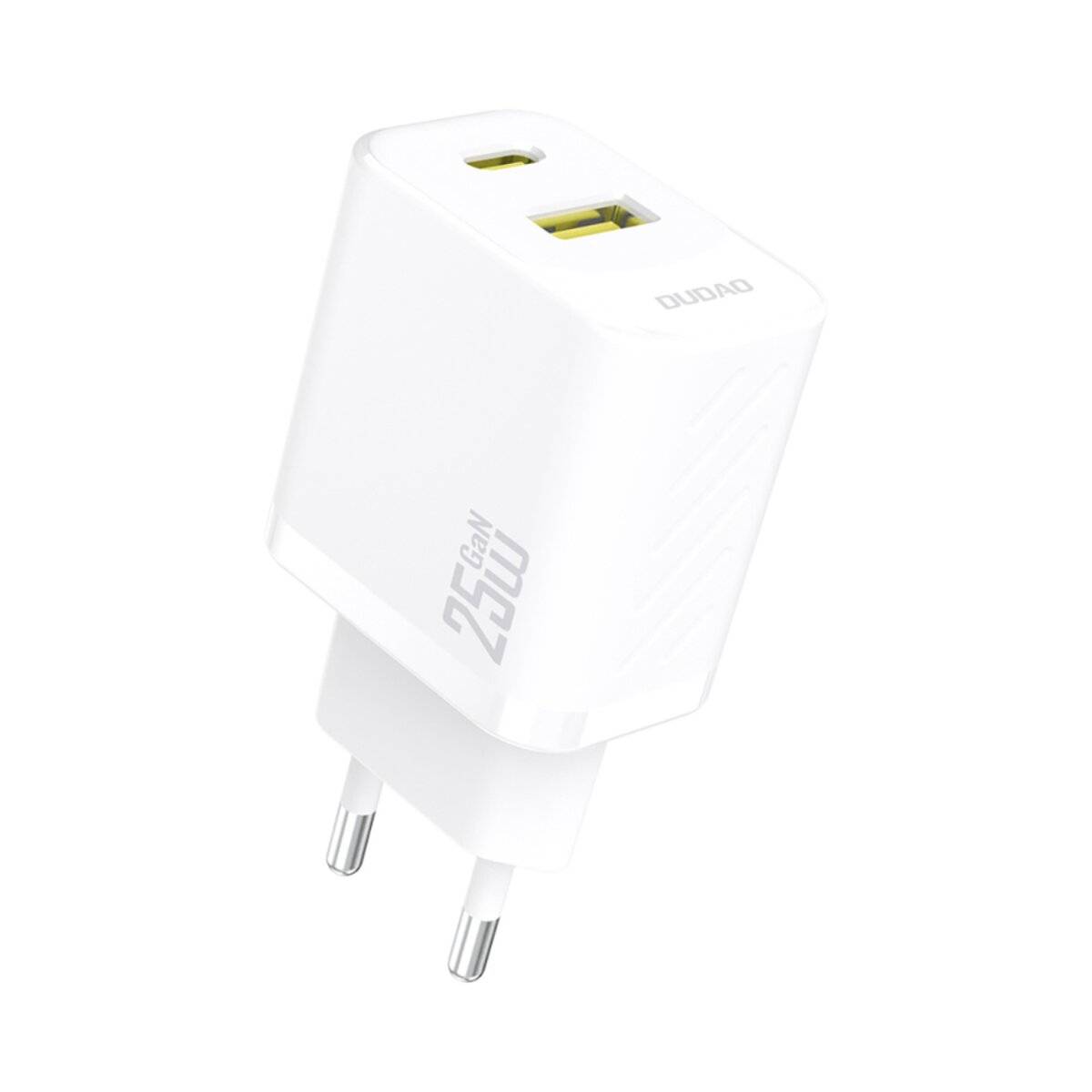 Dudao A26T GaN Ladegerät 25 W, USB-A & USB-C, Power Delivery & Quick Charge, Weiß
