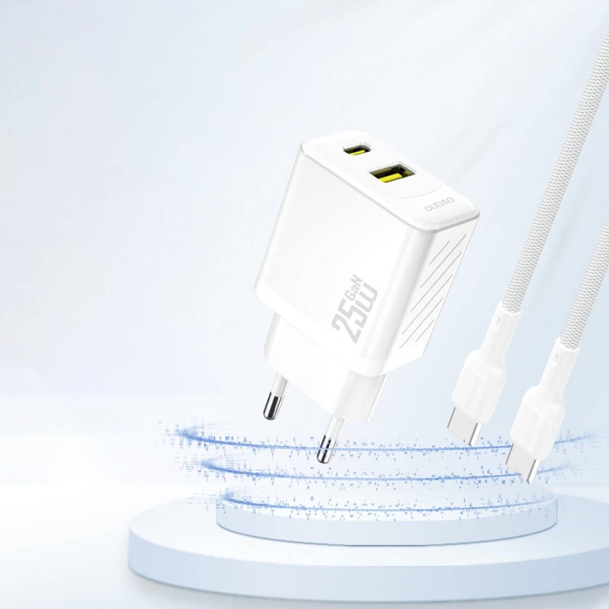 Dudao A26T GaN Ladegerät 25 W, USB-A & USB-C, Power Delivery & Quick Charge, Weiß