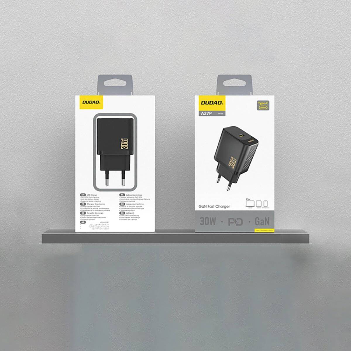 Dudao A27P 30W PD GaN USB-C Wandladegerät Schwarz