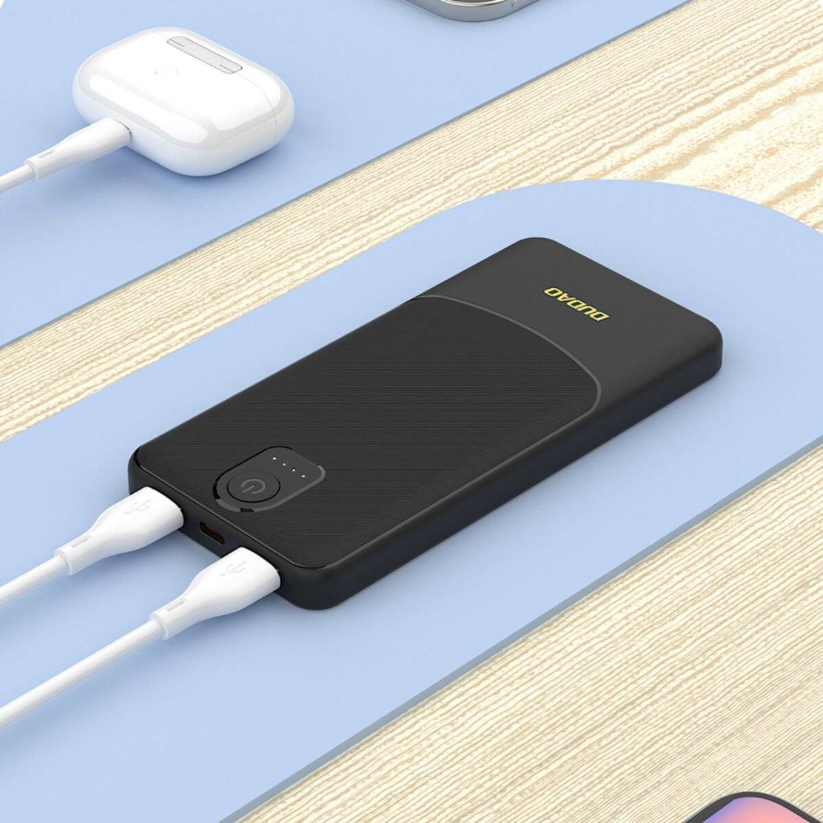 Dudao K10 Powerbank 10000 mAh, 2x USB-A, 2,4 A, Schwarz