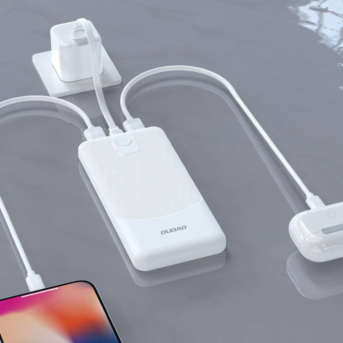 Powerbank Dudao K10 10000mAh 2.4A 2 x USB-A - weiß