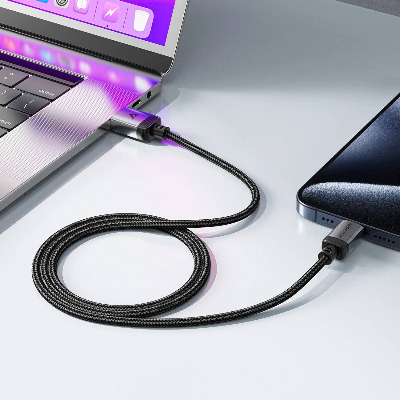 Acefast C20-04 USB-A - USB-C Kabel 480Mb/s 3A 1,2m Schwarz