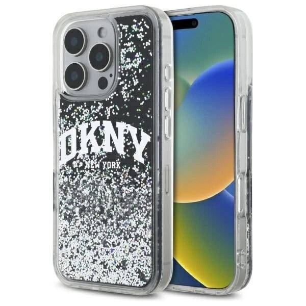 DKNY DKHCP16LLBNAEK iPhone 16 Pro 6,3″ schwarz/schwarzes Hardcase Liquid Glitter Arch Logo