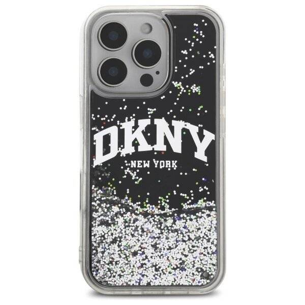 DKNY DKHCP16LLBNAEK iPhone 16 Pro 6,3″ schwarz/schwarzes Hardcase Liquid Glitter Arch Logo