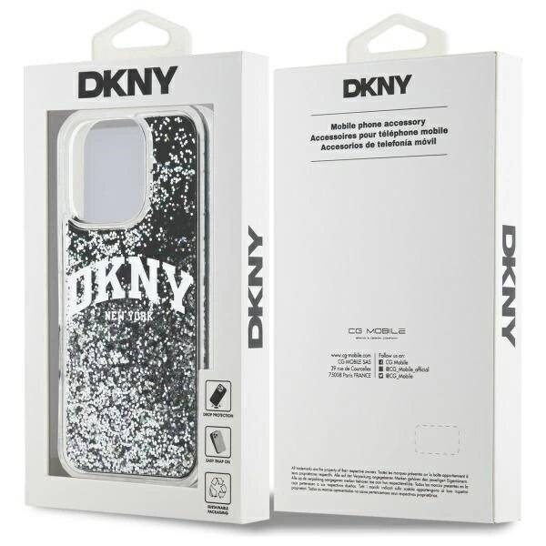 DKNY DKHCP16LLBNAEK iPhone 16 Pro 6,3″ schwarz/schwarzes Hardcase Liquid Glitter Arch Logo