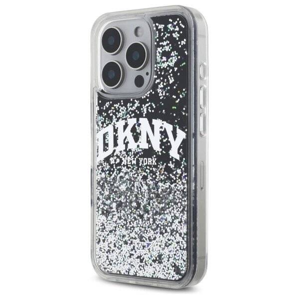 DKNY DKHCP16LLBNAEK iPhone 16 Pro 6,3″ schwarz/schwarzes Hardcase Liquid Glitter Arch Logo