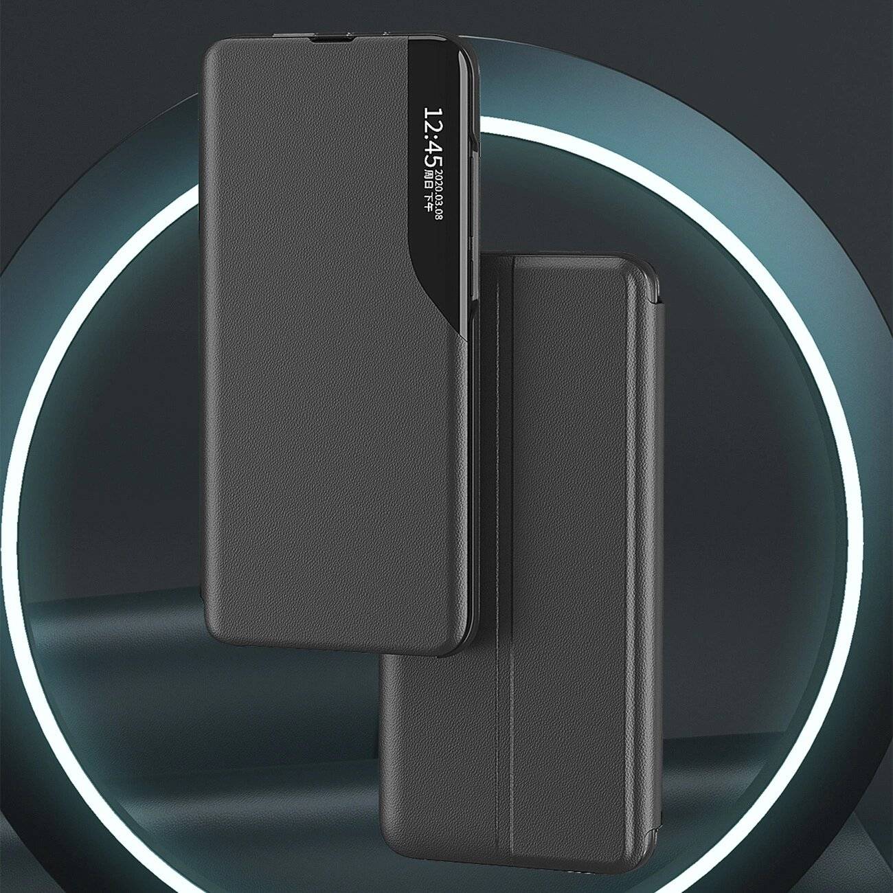 Eco Leather View Case Hülle Samsung Galaxy S25 Klappständer - Schwarz