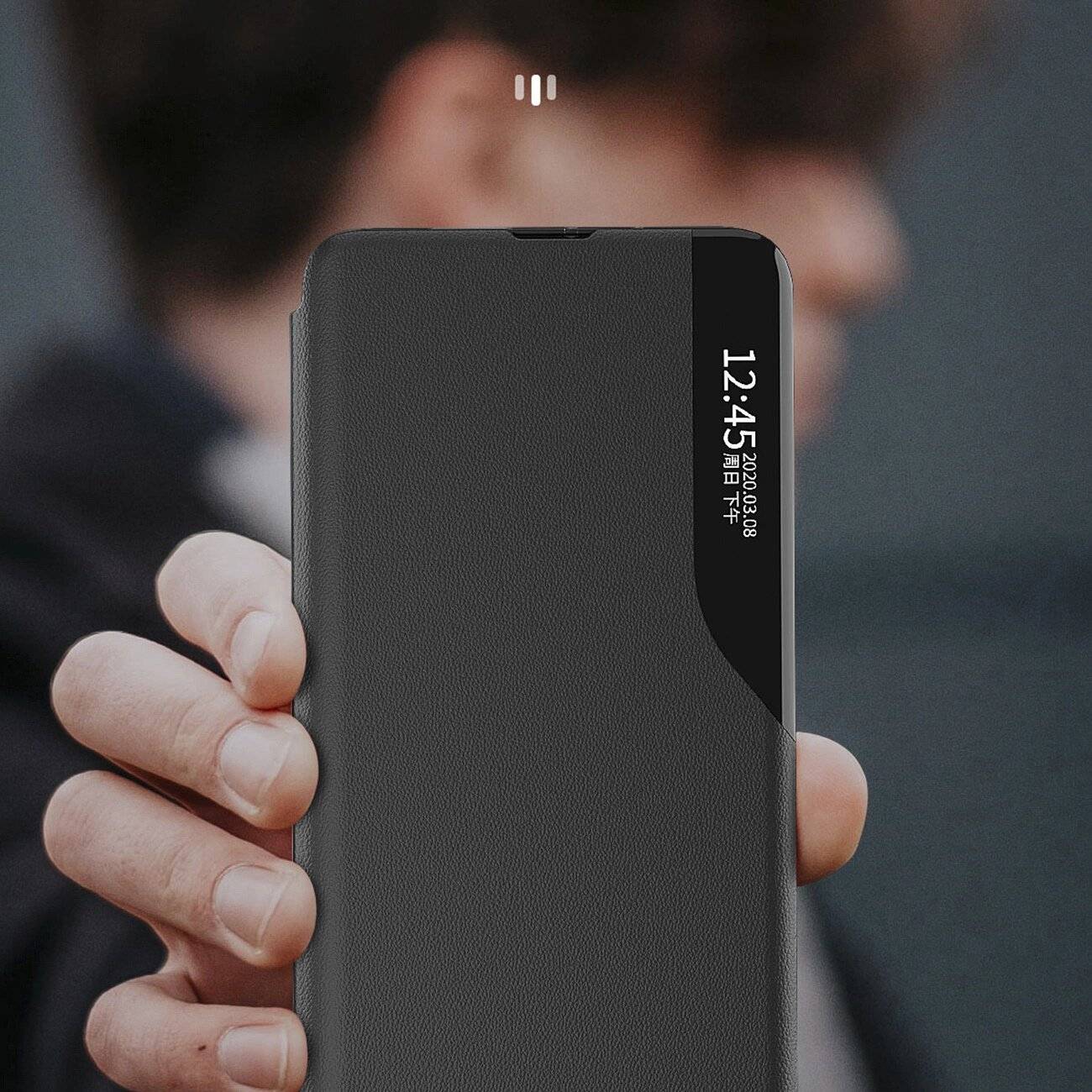 Eco Leather View Case Hülle Samsung Galaxy S25 Klappständer - Schwarz