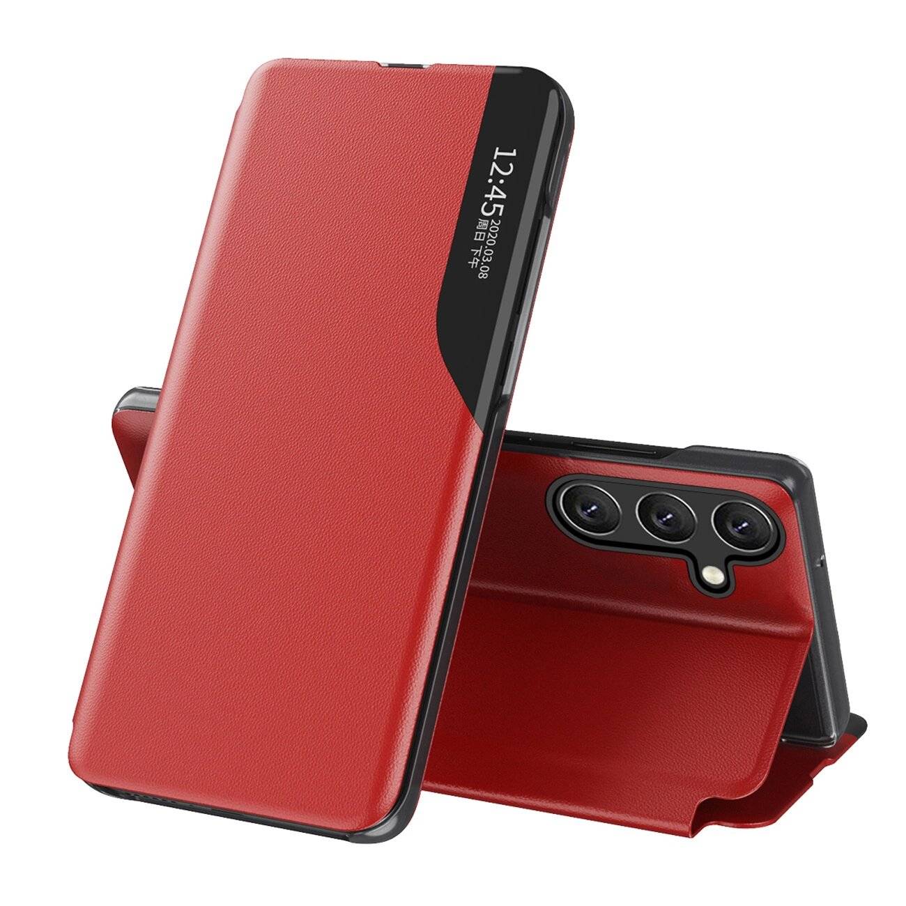 Eco Leather View Case Hülle Samsung Galaxy A16 / 5G Flip Ständer – Rot