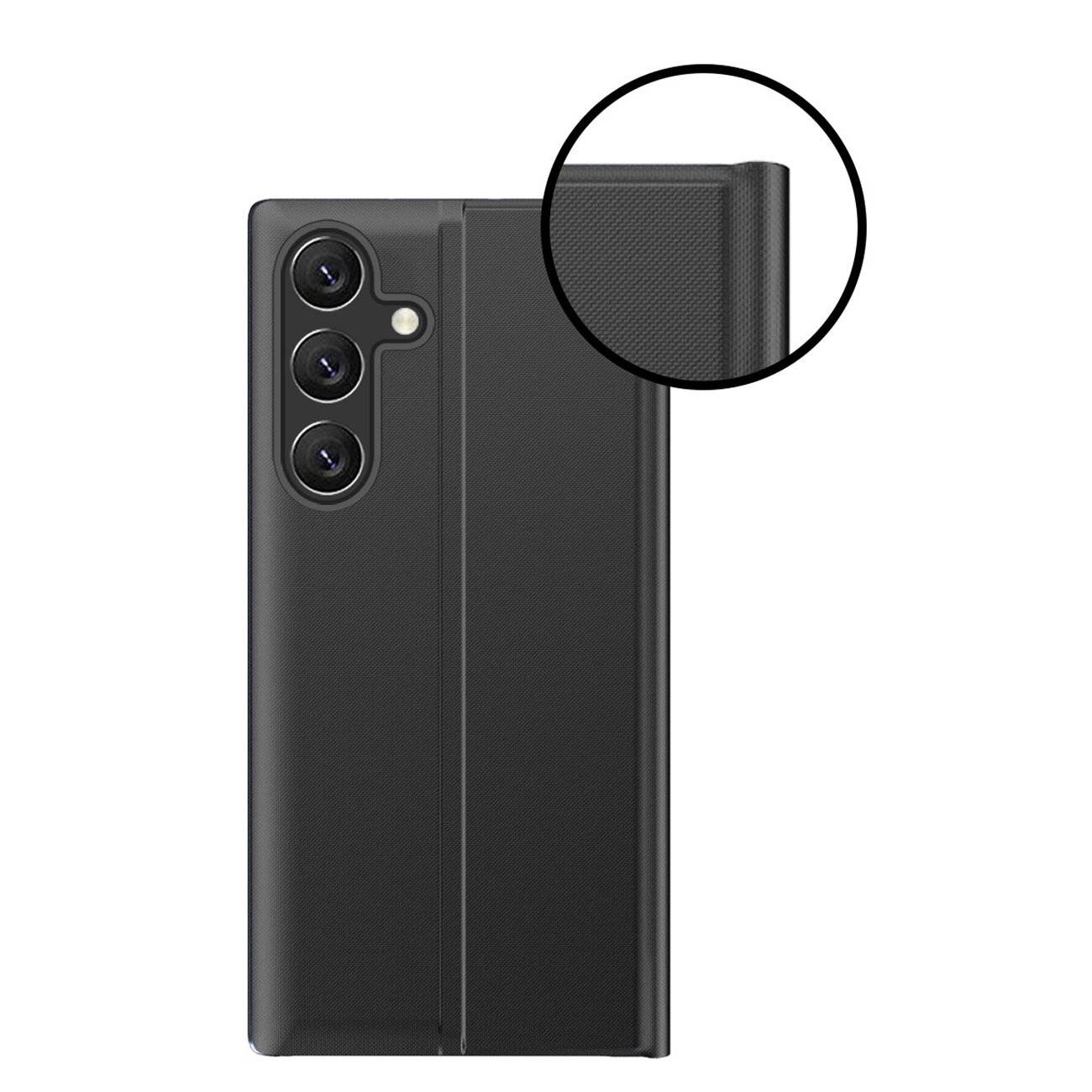 Neue Sleep Case Hülle Samsung Galaxy S25, Cover Klappe Ständer - Schwarz