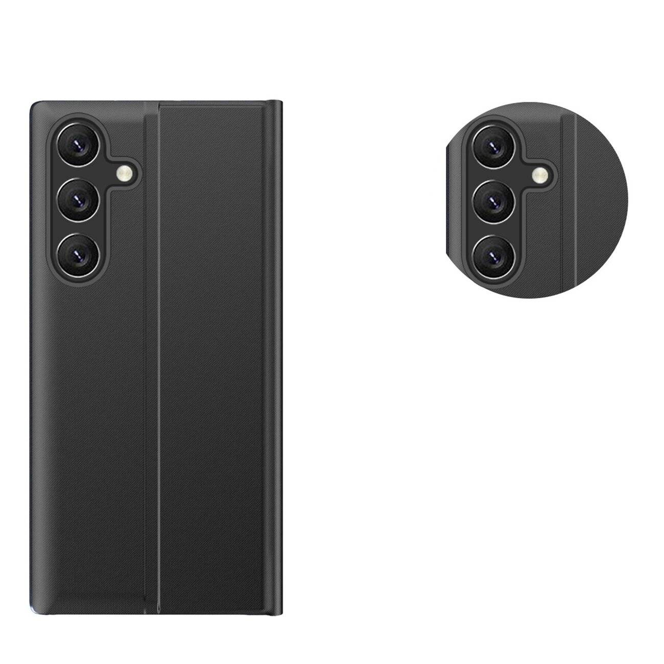 Neue Sleep Case Hülle Samsung Galaxy S25, Cover Klappe Ständer - Schwarz