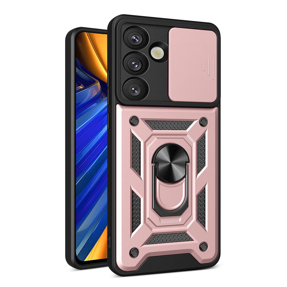 Hybrid Armor Camshield-Hülle Kameraabdeckung Metallring Samsung Galaxy S25 – Pink