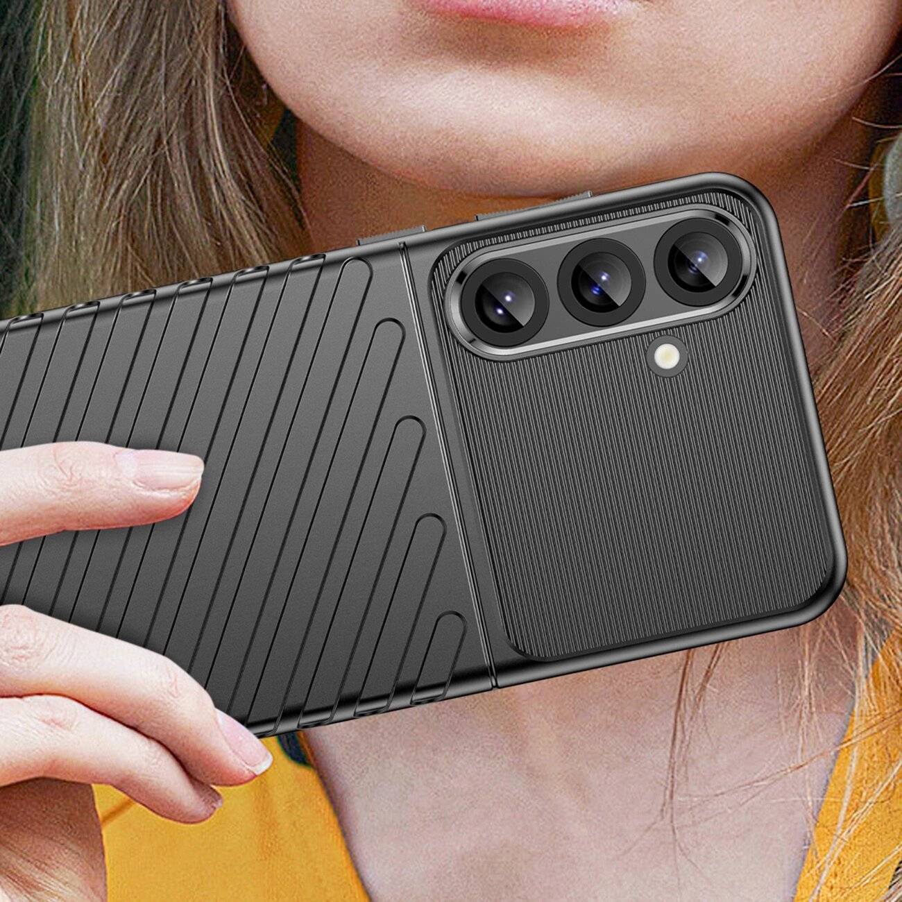 Thunder Case Hülle Samsung Galaxy S25+ Silikon Panzerhülle - Schwarz