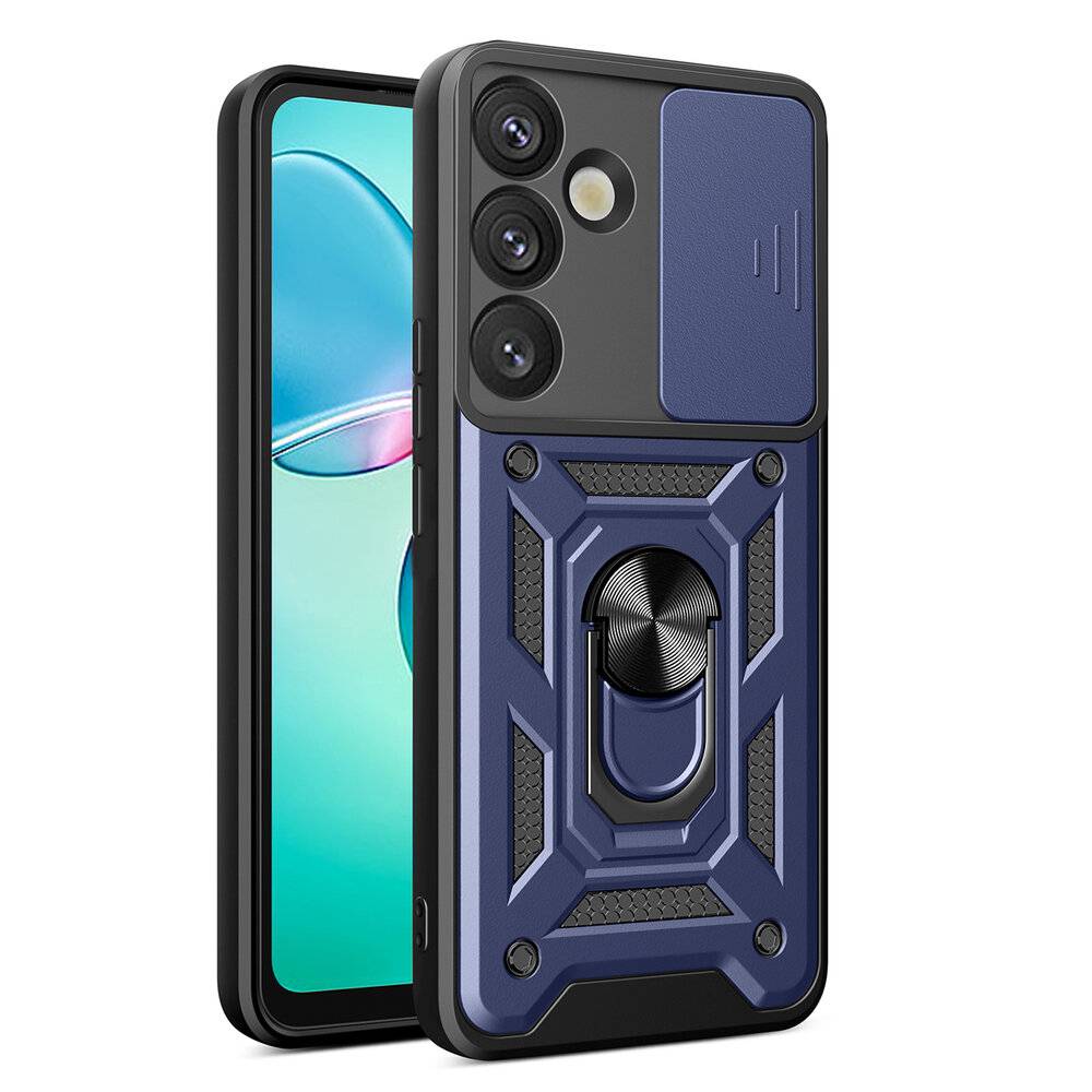 Hybrid Armor Camshield-Hülle Kameraabdeckung Metallring Samsung Galaxy S25+ – blau