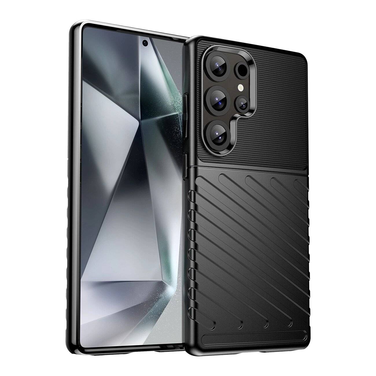 Thunder Case Hülle Samsung Galaxy S25 Ultra Silikon Panzerhülle - Schwarz