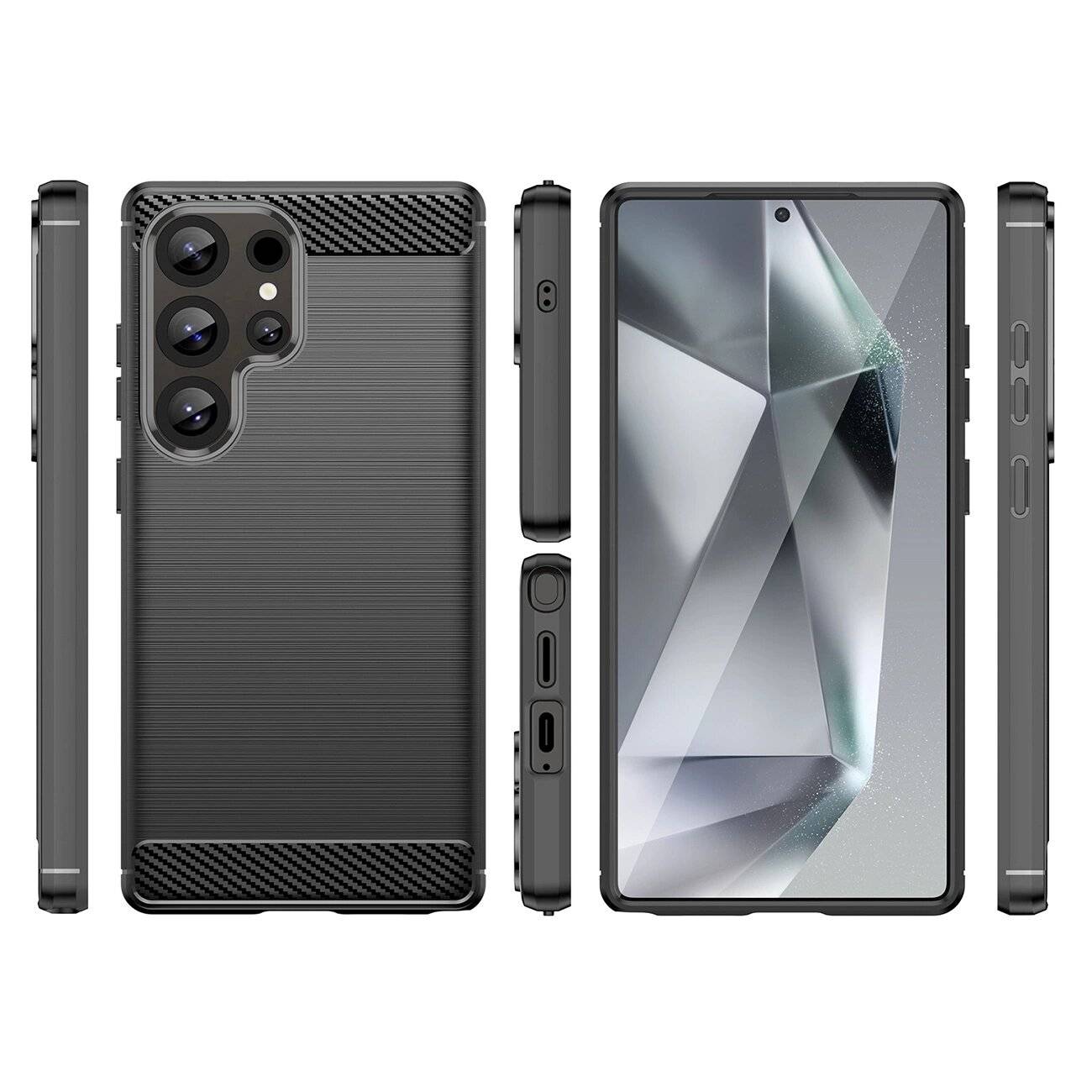 Carbon Case Silikonhülle Samsung Galaxy S25 Ultra - Schwarz