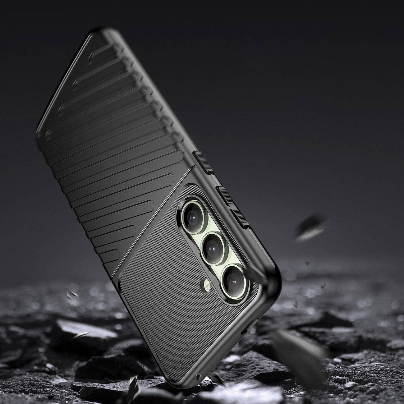 Thunder Case Hülle Samsung Galaxy S24 FE Silikon Panzerhülle - Schwarz