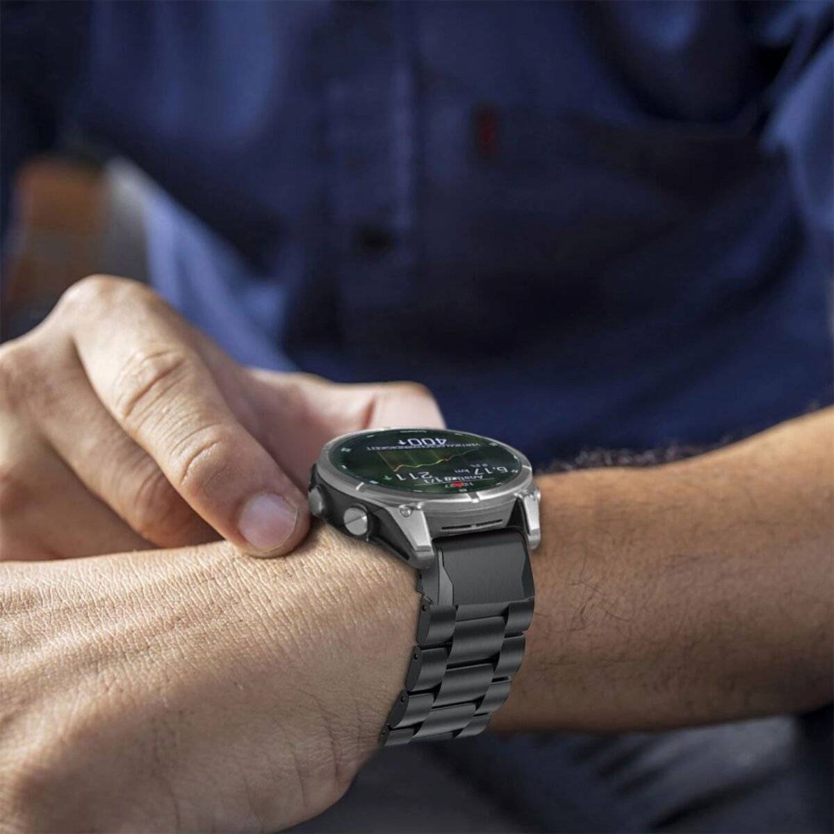 Tech-Protect Edelstahlarmband für Garmin Fenix 5/6/6 PRO/7/8 (47 mm)/E – Titan