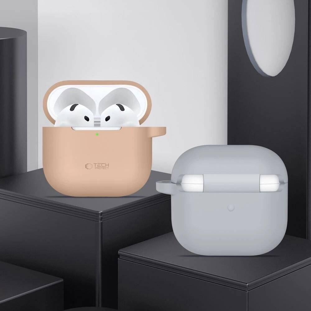 Tech-Protect Silikon-Hakenhülle AirPods 4 – Grau