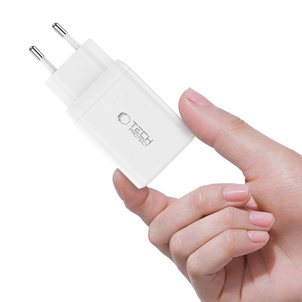 Tech-Protect NC45W-GAN 2-PORT PD45W Ladegerät – Weiß