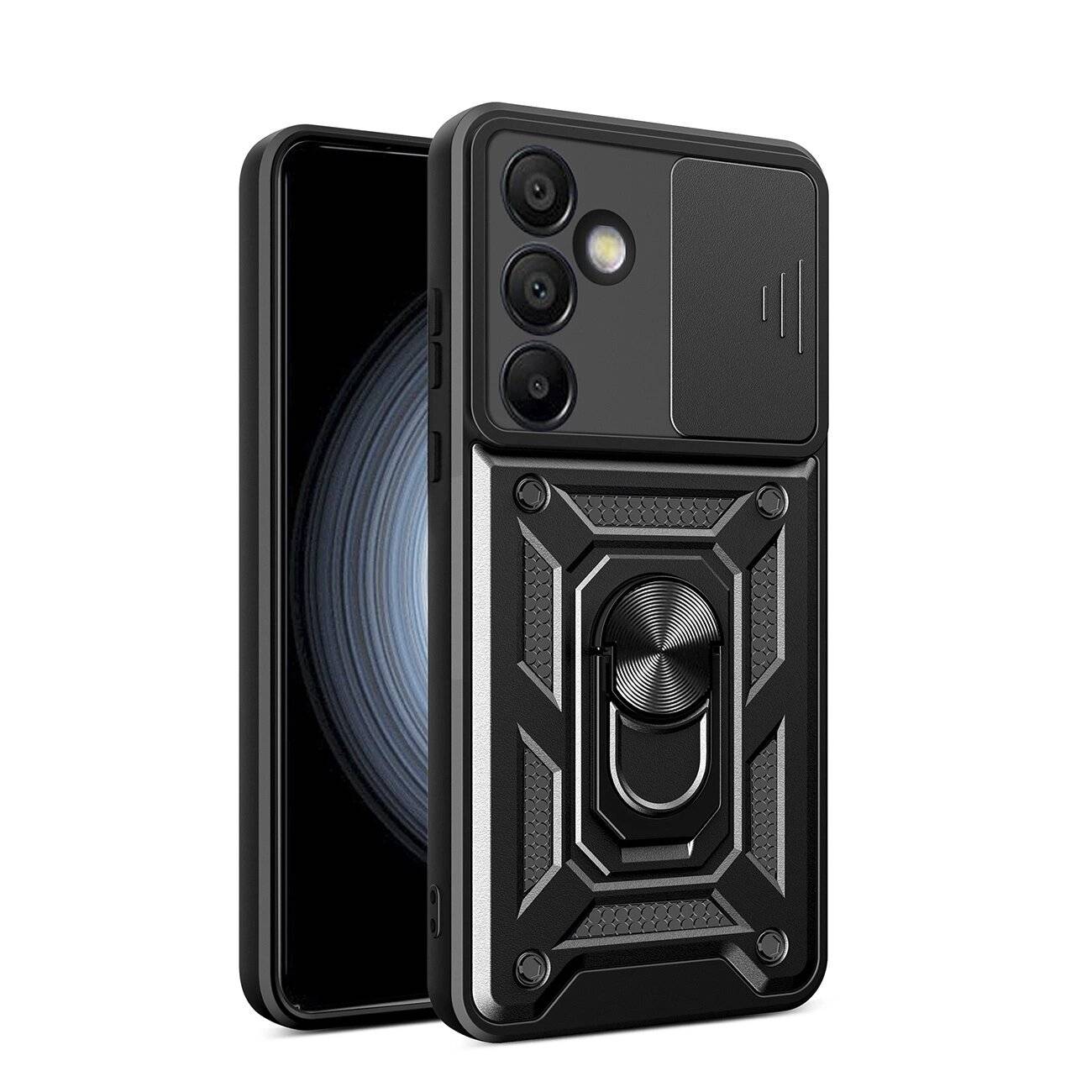 Hybrid Armor Camshield Ständer Kameraabdeckung Samsung Galaxy A56 - Schwarz