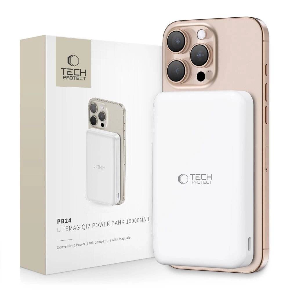 Powerbank Tech-Protect PB24 LifeMag QI2 MagSafe 10000 mAh - weiß
