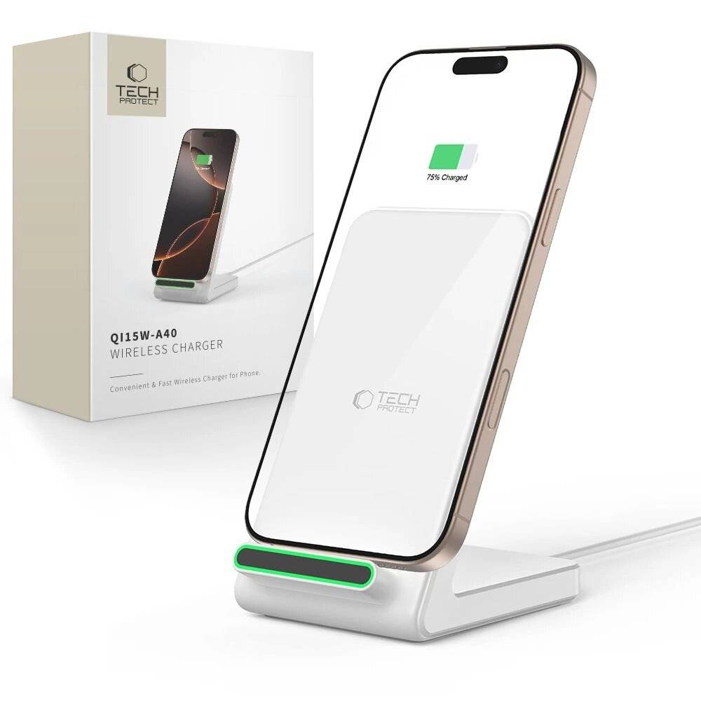 Tech-Protect QI15W-A40 Kabelloses Ladegerät - Weiß
