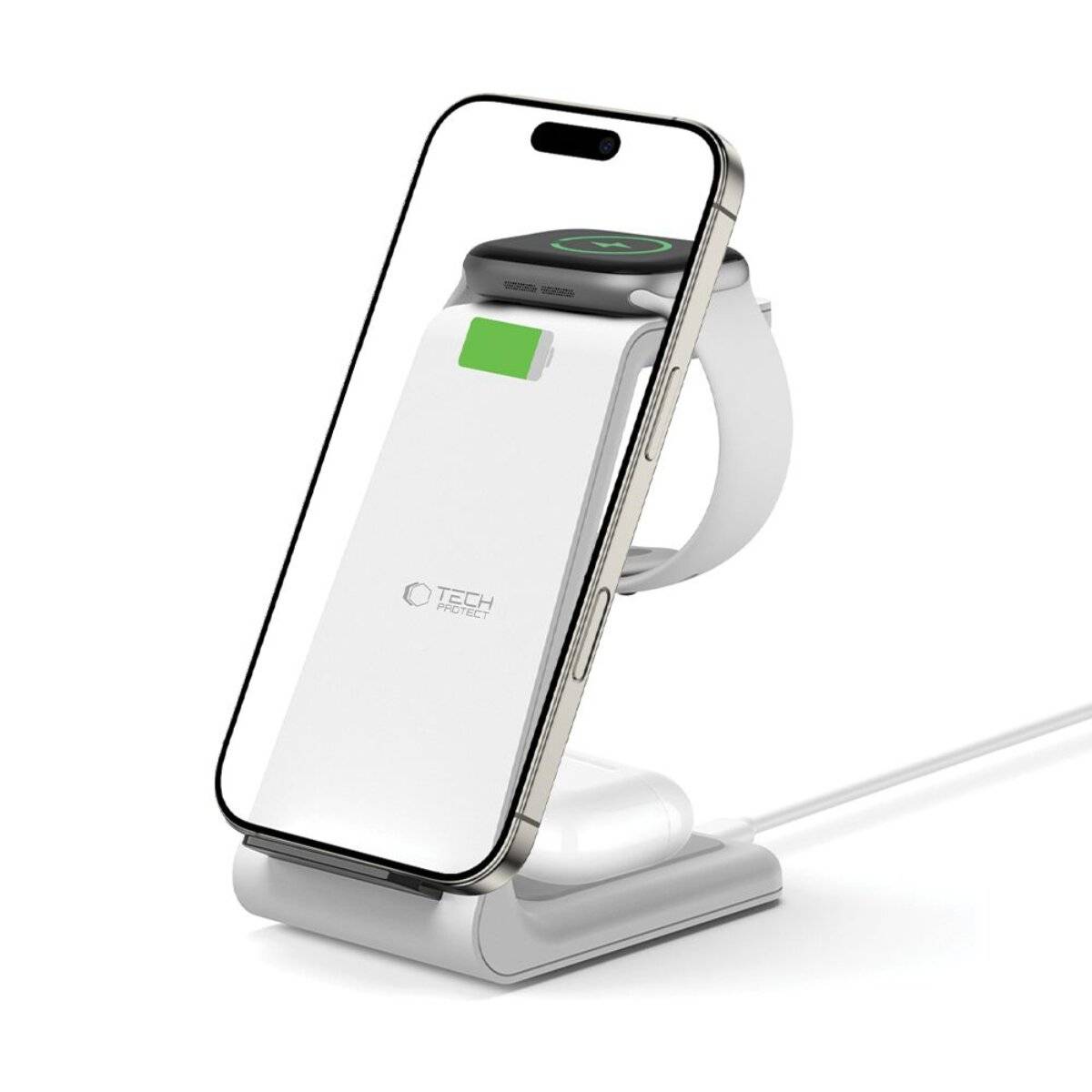 Tech-Protect QI15W-A36 3in1 Ladestation Apple - Weiß