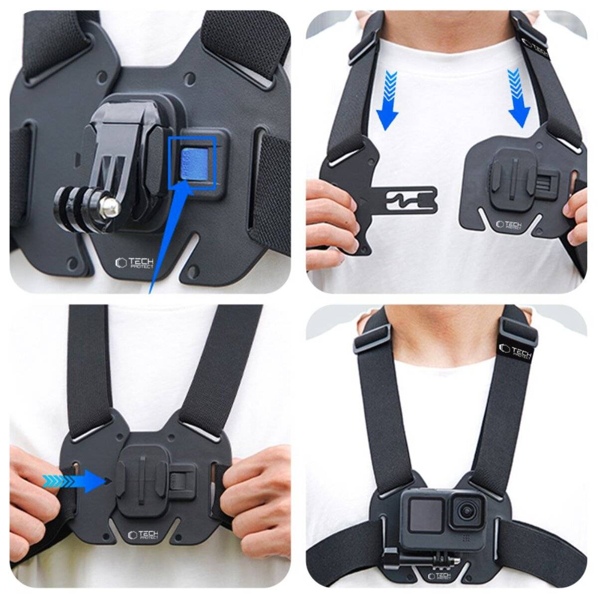 Tech-Protect GA100 Brusthalterung GoPro / DJI - Schwarz