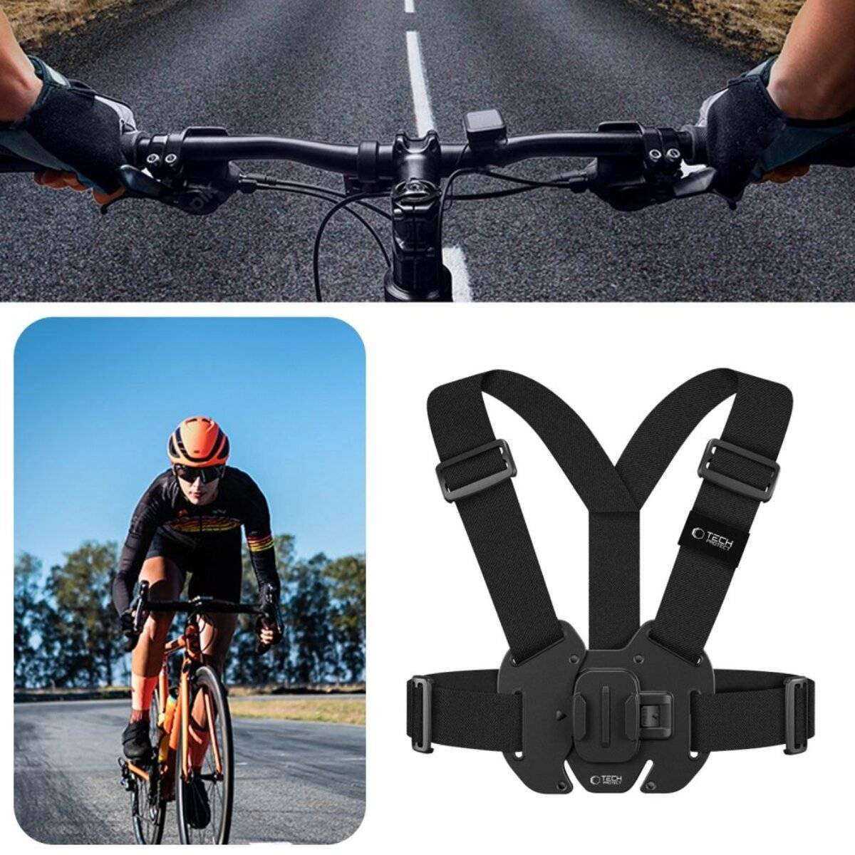 Tech-Protect GA100 Brusthalterung für GoPro / DJI – Schwarz,