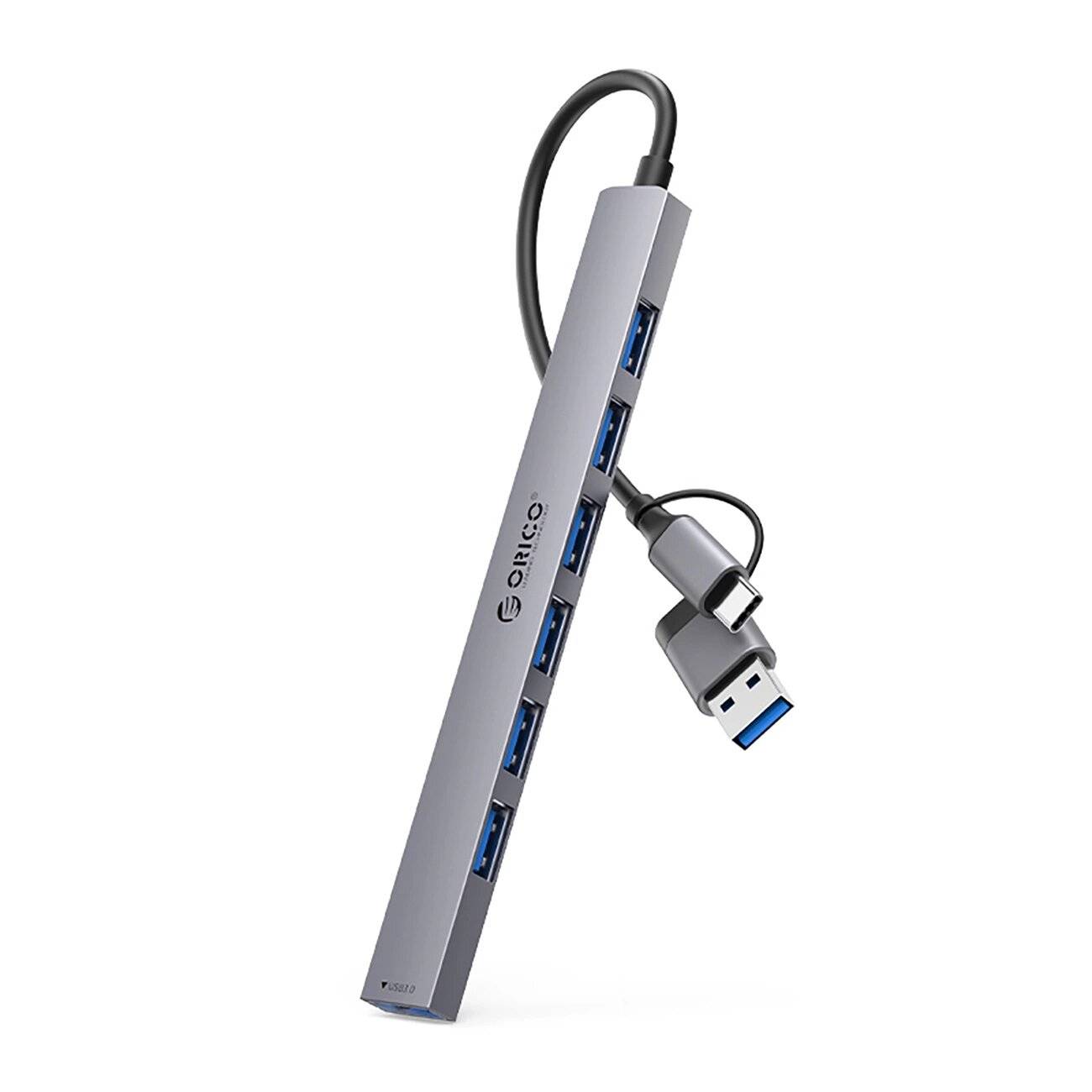 Orico YSA2-U3 USB-A/USB-C Hub Dockingstation 1x USB-A 3.0 + 6x 2.0 - Grau