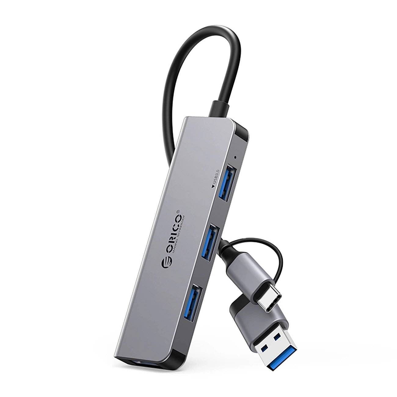 Orico YSA5-U3 USB-A/USB-C Hub Dockingstation 3x USB-A 2.0 + 1x 3.0 - Grau