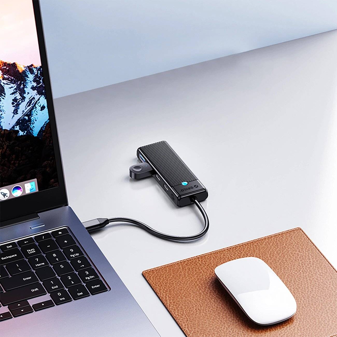 Hub USB-C Orico PAPW2AC-C3 Dockingstation 2x USB-A 3.0 + - schwarz