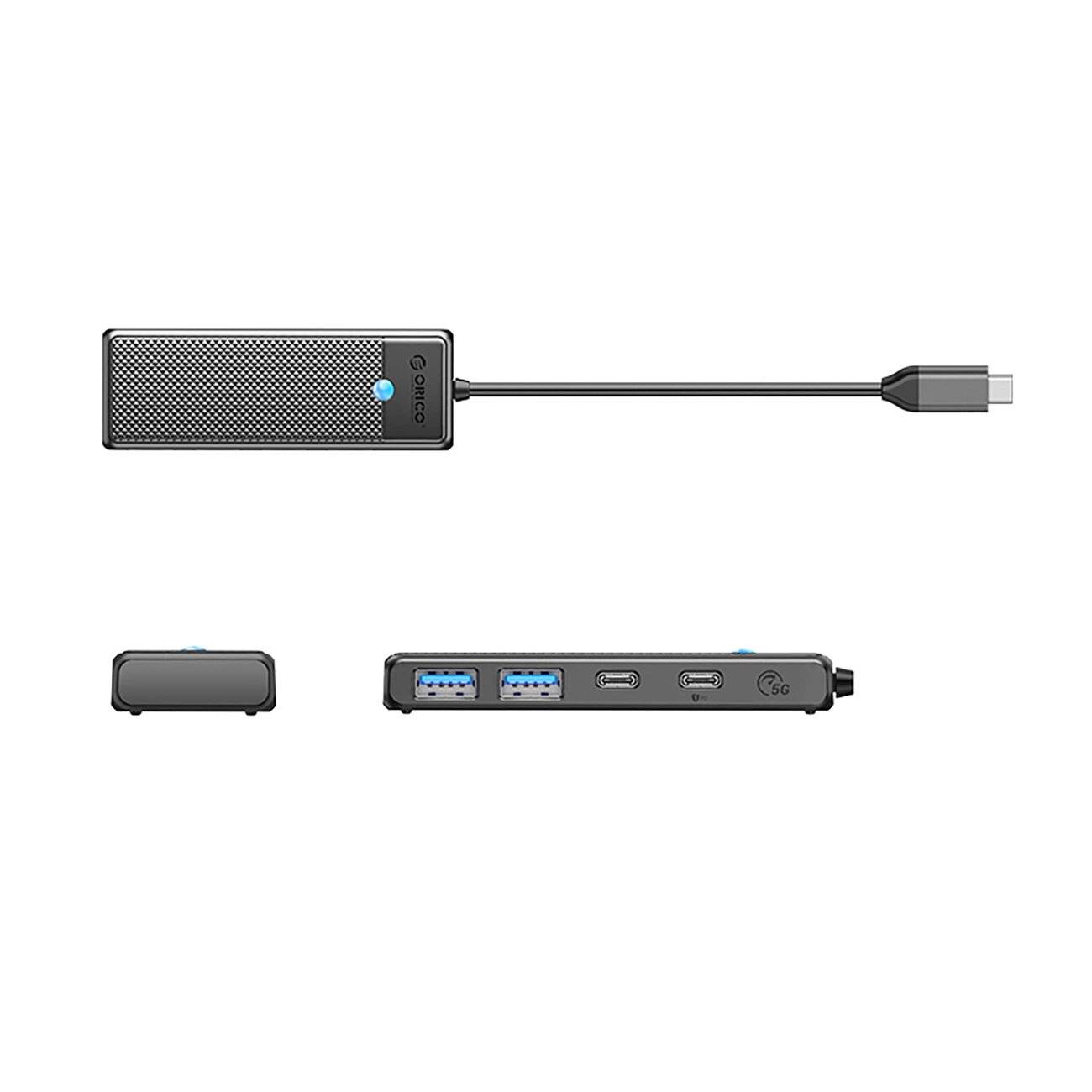 Hub USB-C Orico PAPW2AC-C3 Dockingstation 2x USB-A 3.0 + - schwarz
