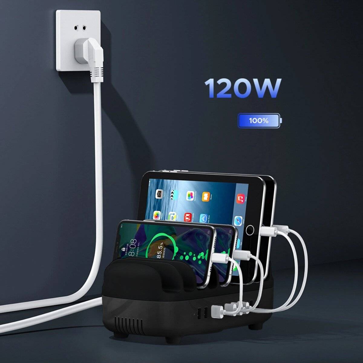 Orico USB Ladestation 10 Port 120W Multi Ladegerät Smart Dockingstation Schwarz