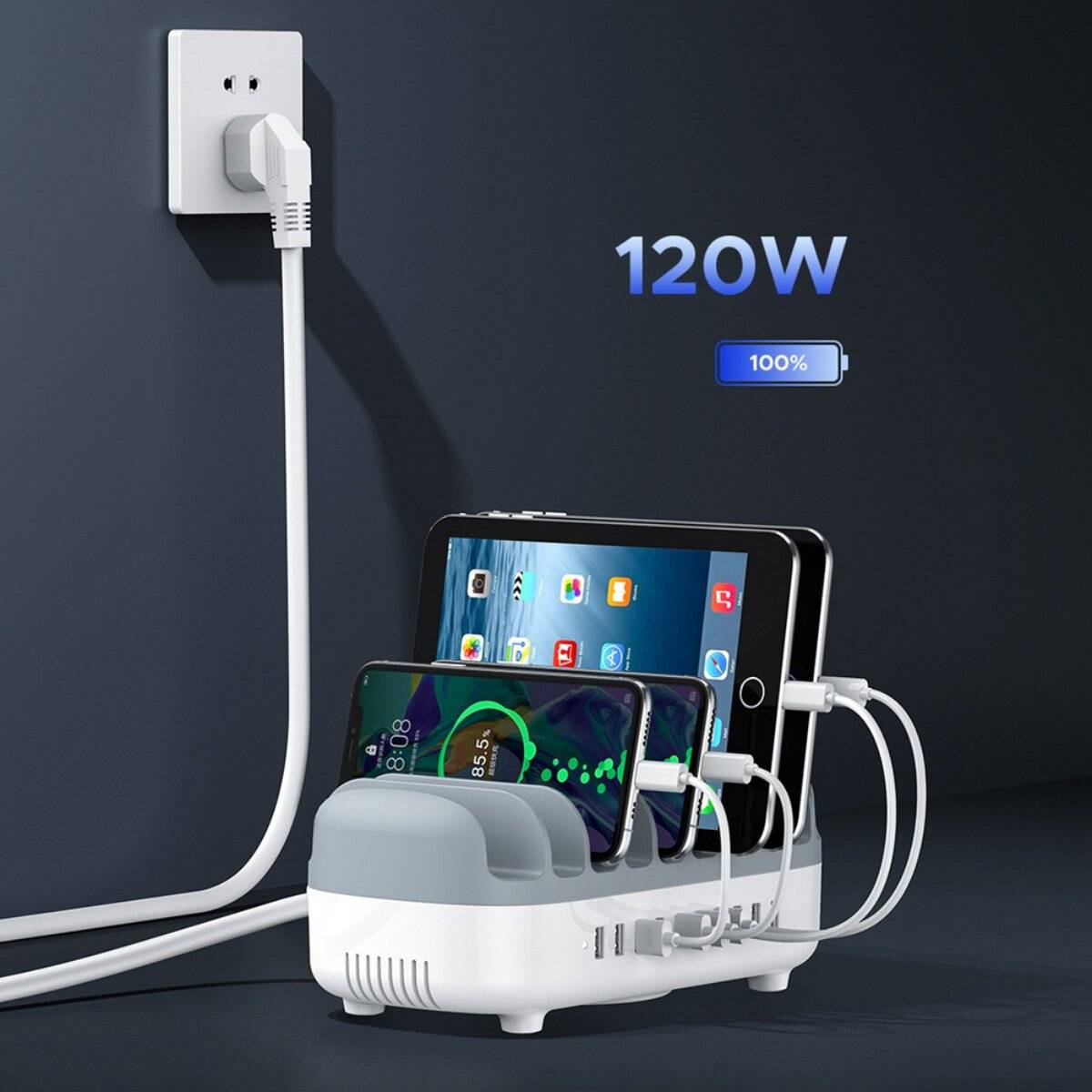 Orico USB Ladestation 10 Port 120W Multi Ladegerät Smart Dockingstation Weiß