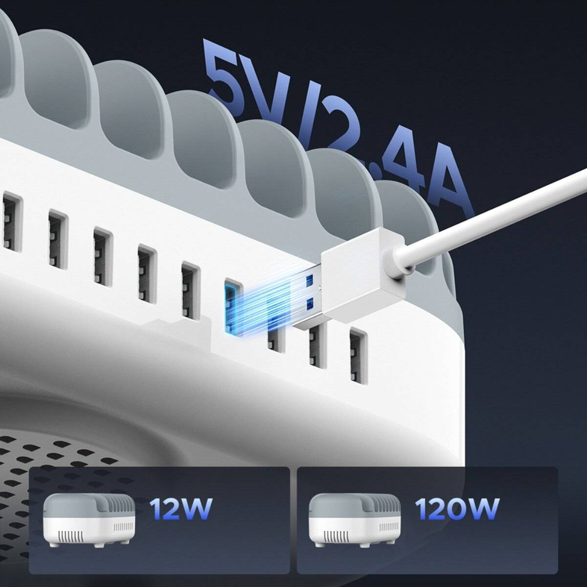 Orico USB Ladestation 10 Port 120W Multi Ladegerät Smart Dockingstation Weiß