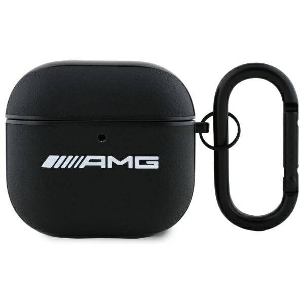 AMG Lederhülle weißem Logo AirPods 4 – Schwarz / Weiß